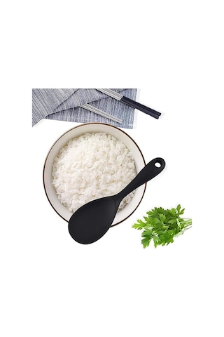 Burcummm Silikon Kısa Pilav Kaşığı Siyah