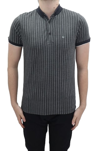 Santa Dmctekstil Erkek Kavis-108 Çizgili Spor Kesim Dar Kalıp Cepsiz Polo Yaka T-shirt Siyah