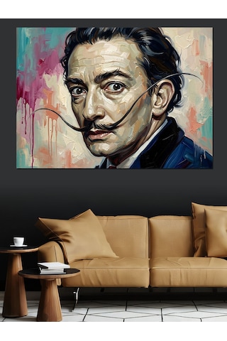 Ressam Salvador Dali Modern Portresi Dekoratif Kanvas - Mdf Ahşap Tablo
