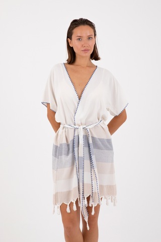 Dokubba - Kimono - Peştemal Kimono - Mikanos Kimono Beyazbej Beyazbej