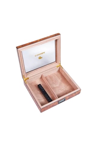 Cohiba Kahverengi Camlı Sedir Humidor Puro Kutusu - Tr9823