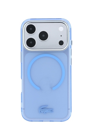 Apple Uyumlu iPhone 18 Pro Kılıf Lacoste Lisanslı M-safe C-magnet İkonik Timsah Logo Iml Frosted Kapak Açık Mavi