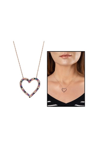 Multicolor Zirkon Taşlı Zarif Tasarım Rose Renk 925 Ayar Gümüş Ka (459601977)