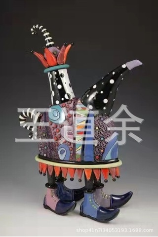 Mufunye Ev Dekorasyonu İçin Renkli Resin Çaydanlık Figürü - Ev İçi Masaüstü Dekoratif Heykel Ve Dekorasyon Parçası Renkli