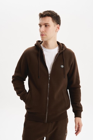 AR-MA Arma Erkek Sweatshirt Büyük Beden 3 İplik Kalın Kumaş Kapüşonlu Fermuarlı Cepli %70 Pamuk %30 Polyester K30324801502 Kahverengi