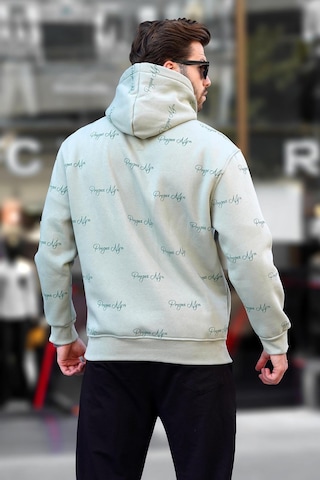 Madmext Çağla Yeşili Baskılı Kapşonlu Cep Detaylı Erkek Sweatshirt 7075 Yeşil