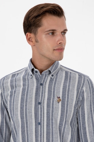 U.S. Polo Assn. Erkek Lacivert Uzun Kollu Çizgili Gömlek 50316565-VR033