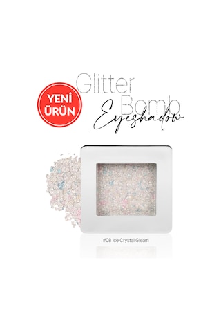Cre'ars Mücevher Parlaklığında Yoğun Pigmentli Tekli Far Glitter Bomb Eyeshadow 08 Ice Crystal Gleam