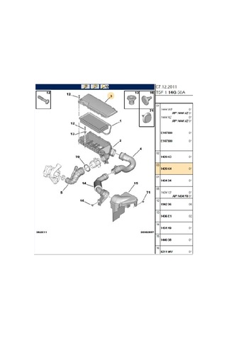 Hava Filtre Üst Kutusu 107 206 206+ 207 307 Bipper Citroen C1 C2 C3 Nemo Xsara 1420.k4
