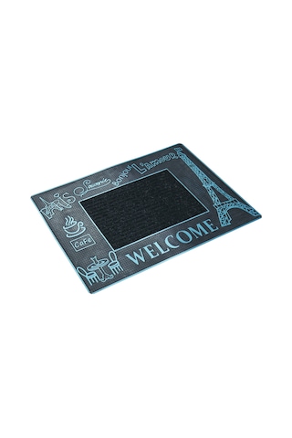 Paris Temalı Toz Tutucu Kauçuk Kapı Önü Paspası Mavi