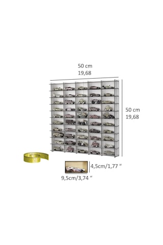 Pleksi Kapaklı 1/64 Ölçek 50araç Hotwheels Matchbox Metal Araç Uyumlu Model Oyuncak Araba Rafı Diğer