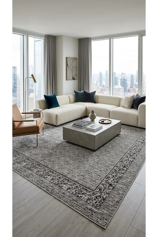Savan İnce Desenli Kilim Yıkanabilir Pamuklu Dokuma 2x3 Metre Gri Çok Renkli