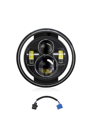 Jeehugo 7 İnç Araba/motosiklet Led Farı Ay Yarıçapı Melek Gözü H4-h13 Adaptörlü 100w 10000lm 6000k Beyaz/ahududu Işık Ip67 Sulu Dayanıklı
