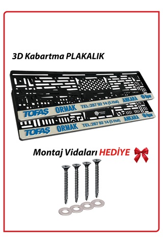 Tofaş Araç Logolu 2 Adet Kabartmalı Beyaz Oto Plakalık