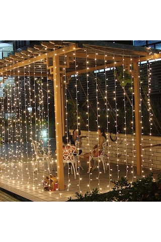 Mobgift Animasyonlu Led Işıklı Sarkıt Salkım Saçak Perde 3 X 3 Sarı