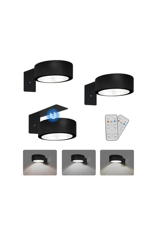 Geeroyoo 3'lü Manyetik Sanat Işığı - 3 Renk Seçeneği, Parlaklık Ayarlı, Uzaktan Kumandalı Siyah Kasa Siyah