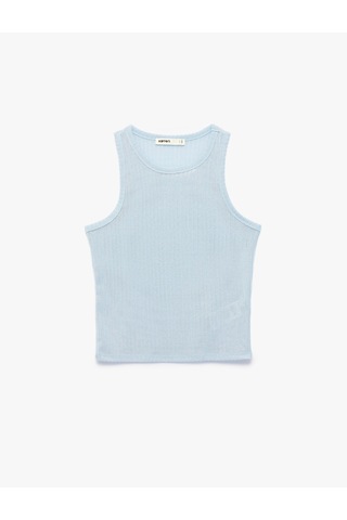 Koton Slim Fit Kolsuz Bisiklet Yaka Atlet A.mavi 6sak10304ek Açık Mavi