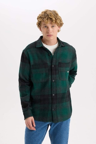 DeFacto Relax Fit Kareli Oduncu Uzun Kollu Gömlek Ceket D1411AX24WNGN465 Yeşil