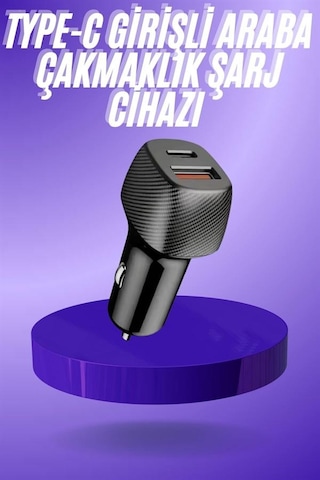 38w Usb Type-c Girişli Oto Çakmaklık Araç İçi Hızlı Şarj Çakmaklık Şarj Aleti 17420192