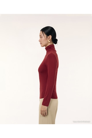 Yargıcı Regular Balıkçı Yaka Uzun Kol T-shirt 26kkts9036x 043 Kırmızı