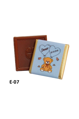 Melodi Çikolata İsme Özel Mavi Erkek Bebek Çikolatası 48 Adet 340 G