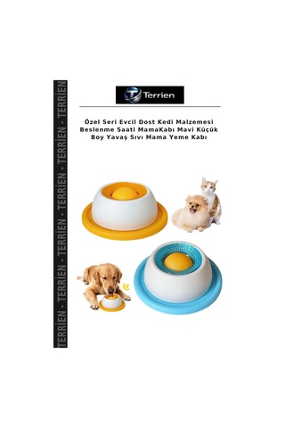 Özel Seri Evcil Dost Kedi Malzemesi Beslenme Saati Mamakabı Mavi Küçük Boy Yavaş Sıvı Mama Yeme Kabı