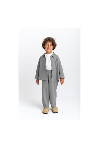 Oliventhekid Unisex Balon Pantolon Gömlek Takım Gri Gri