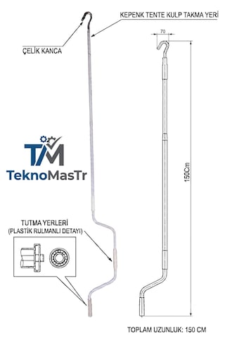 Texnomastr 150 Cm Kepenk Ve Tente Manuel Kol