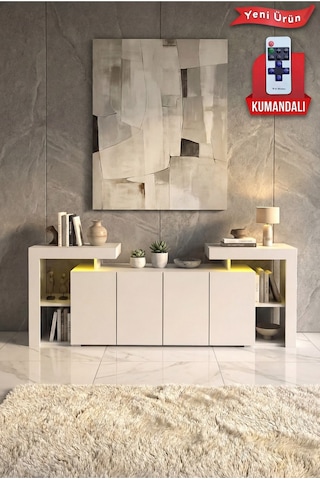 Burc Ledli Konsol 200 Cm Beyaz
