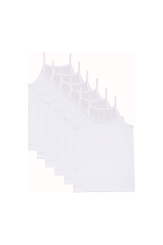 6lı Kız Çocuk İp Askılı Papatya Yaka Atlet Pamuklu Fanila