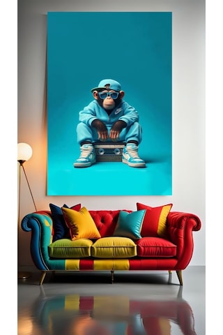 Hip Hop Sevdalısı Maymun V1 Ev Duvar Salon Güzellik Salonu Ofis Dükkan Dekarasyon Kanvas Tablo