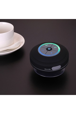 Jeemson Mavi Ipx4 Su Geçirmez Mini Bluetooth Hoparlör Q9 - Led Işık, Fm Radyo, Tf Kart, Elden Öte Arama, Sıçrama Çubuğu İle Banyo, Havuz, Seyahat