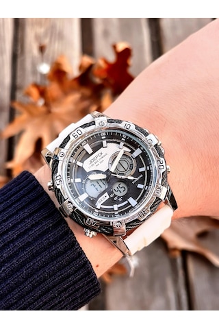 SLK001 Joefox Digital&Analog Kronmetre+Takvim+Alrm+Aydınlatma Erkek Kol Saati+Kaplangözü Bileklik