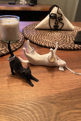 Kazanova Design Kedi Ve Köpek Takı Standı Siyah Kedi Beyaz Köpek Takı Organizeri Dekoratif