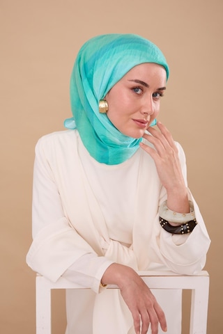 Silk Home Olinda İpek Eşarp 47005-06 Gök Mavi, Turkuaz, Su Yeşili, Yeşil, Ekru