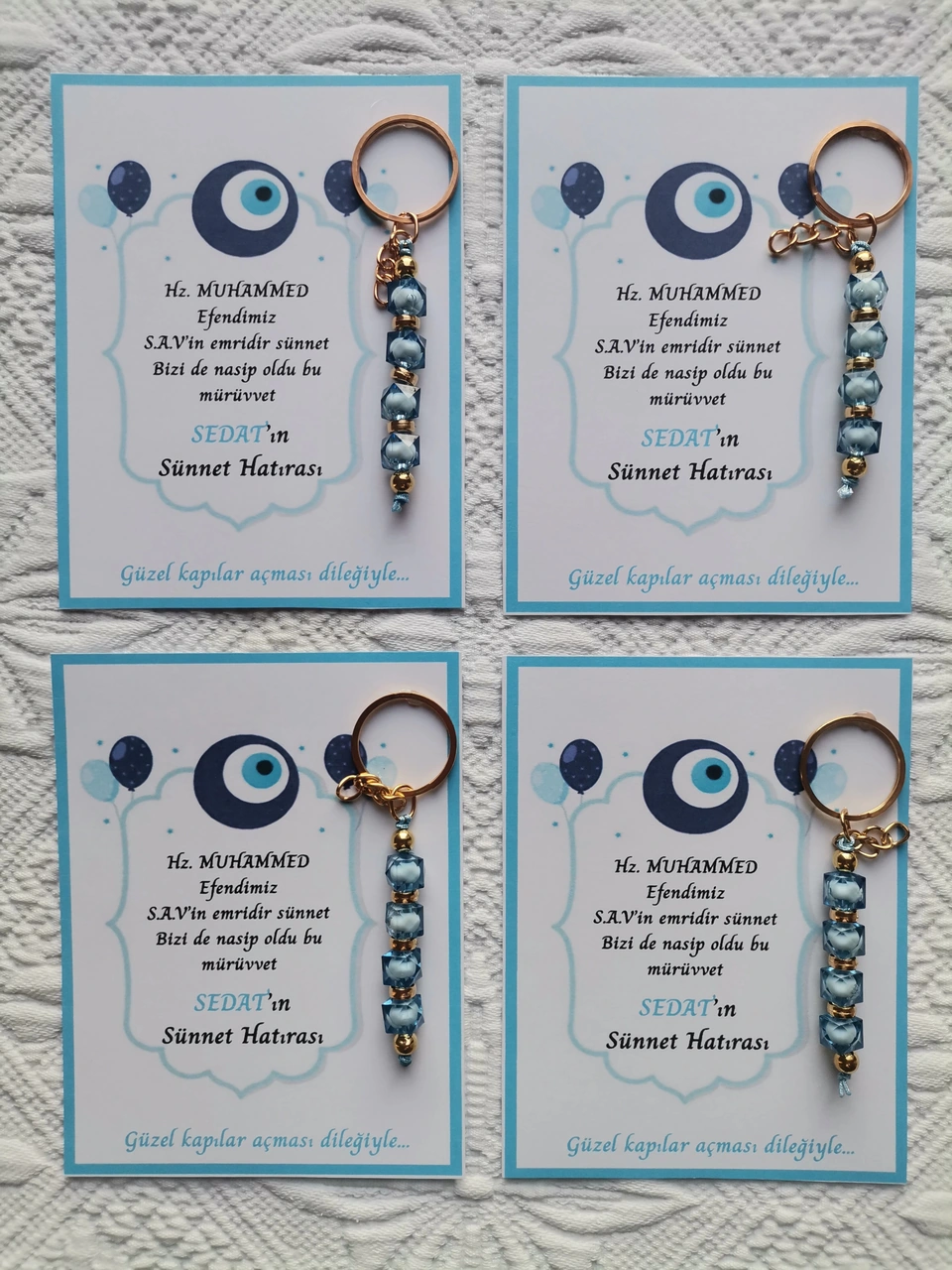 64 Adet Kişiye Özel Hz Muhammed S.a.v'in Emridir Yazılı Sünnet Hatırası Hediyelik Anahtarlık
