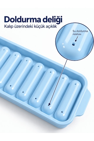 3'lü Çubuk Buz Kalıbı Kapaklı 10 Bölmeli Kolay Doldurulabilir Yapışmaz Basitçe Çıkarılır Yeni Nesil Buzluk Sunum Buz Kalıbı Çok Renkli