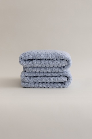 Ivory Mavi Kabartma Dokulu Mikro Fiber %100 Pamuk 2li El Yüz Havl Mavi