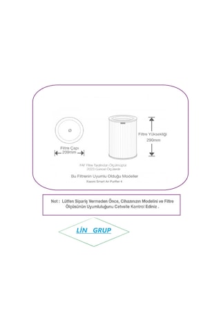 Xiaomi Uyumlu Smart Air Purifier 4 Hava Temizleyici Çipli Rfid Filtre Gri Hepa Karbon
