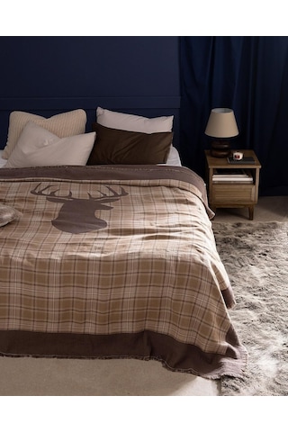 Lexroo Valensole Çift Kişilik%100 Pamuk Yatak Örtüsü, Bej, 220 X 240