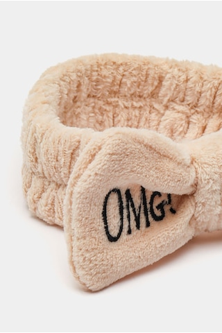 Omg Peluş Bandana Makyaj Spa Saç Bandı Krem Krem