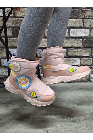 İçi Kürklü Kaydırmaz Kauçuk Taban Su Geçirmez Çocuk Kar Botu Pudra