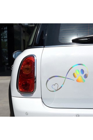 Shineyee Vinil Araba Sticker: Kedi Köpek Ayak İzi Desenli, Renkli Yansıtan, Eğlenceli Ve Benzersiz Araba Dekorasyonu