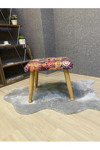Trend Naturel Retro Ahşap Ayak Uzatma Pufu Makyaj Koltuğu Bench Tabure
