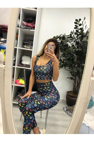 Pink Life Siyah Desenli Pantolonlu İkili Takım