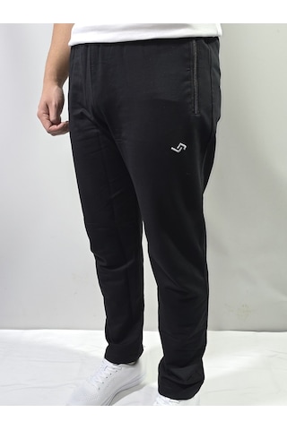 Jump Erkek Pamuklu Slim Fit Düz Paça Eşofman Altı Siyah