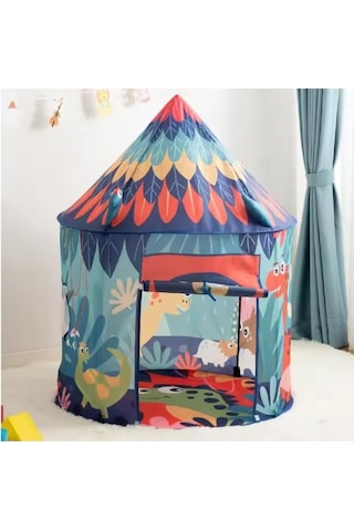 Dinozor Temalı Çocuk Oyun Çadırı Katlanabilir Ve Taşınabilir-1430 Açık Mavi