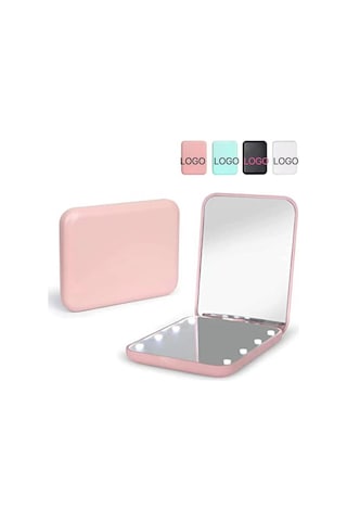 Vkemall Led Işıklı Çift Taraflı El Aynası, 2x Büyütme Özelliği, Pilli, Taşınabilir, Beyaz, Günlük Kullanıma Ideal 85x64x12.5mm Beyaz