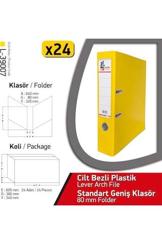 Laçin Klasör Sarı Geniş 24 Adet 1 Koli