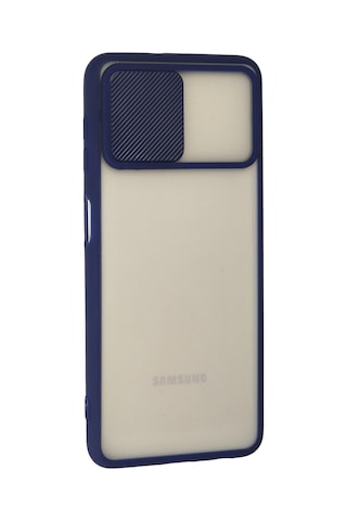 Galaxy Uyumlu A22 Kılıf Palm Buzlu Kamera Sürgülü Silikon - Lacivert